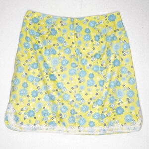 Lilly Pulitzer Yellow Lion Floral‎ Print Cuba Libre Pattern Skirt Size 8 Vintage